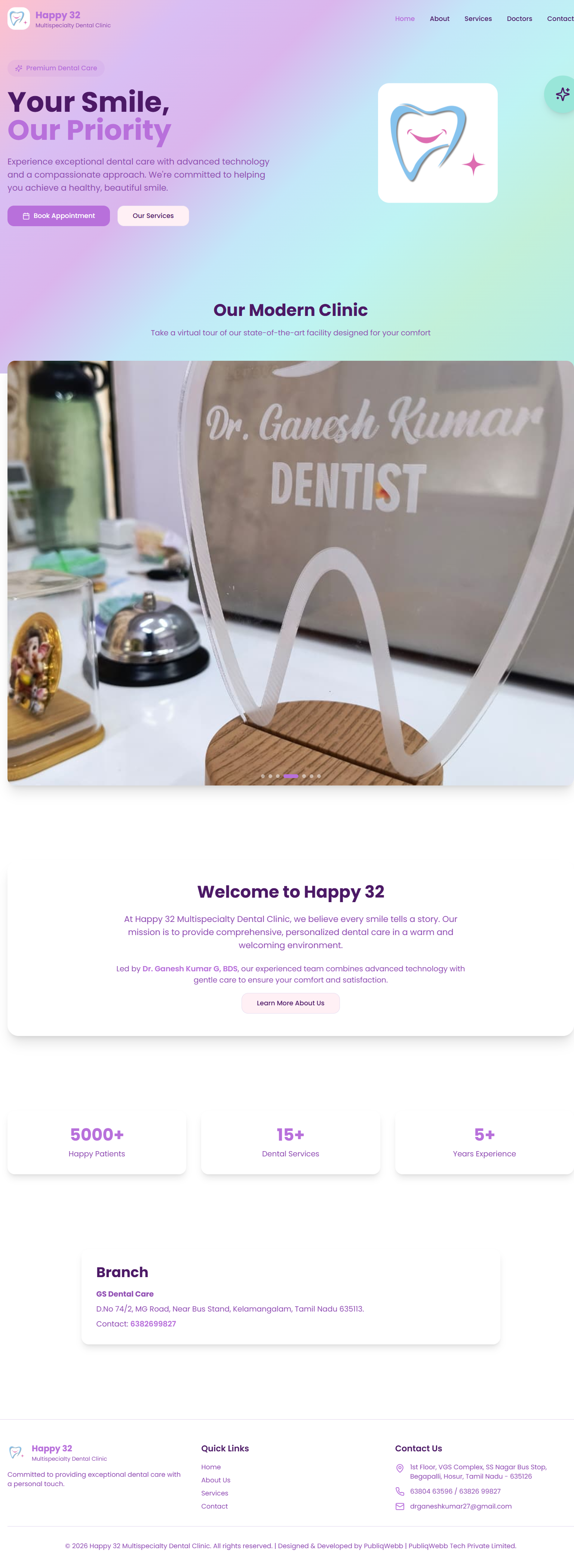 Happy 32 Dental Clinic Full Website Showcase