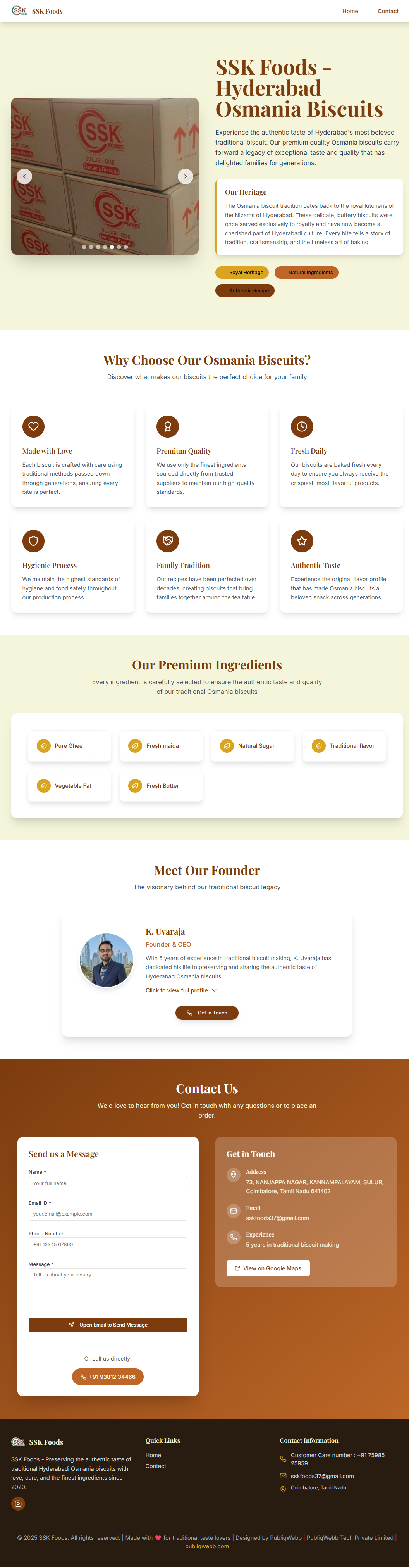 SSK Foods Full Website Showcase